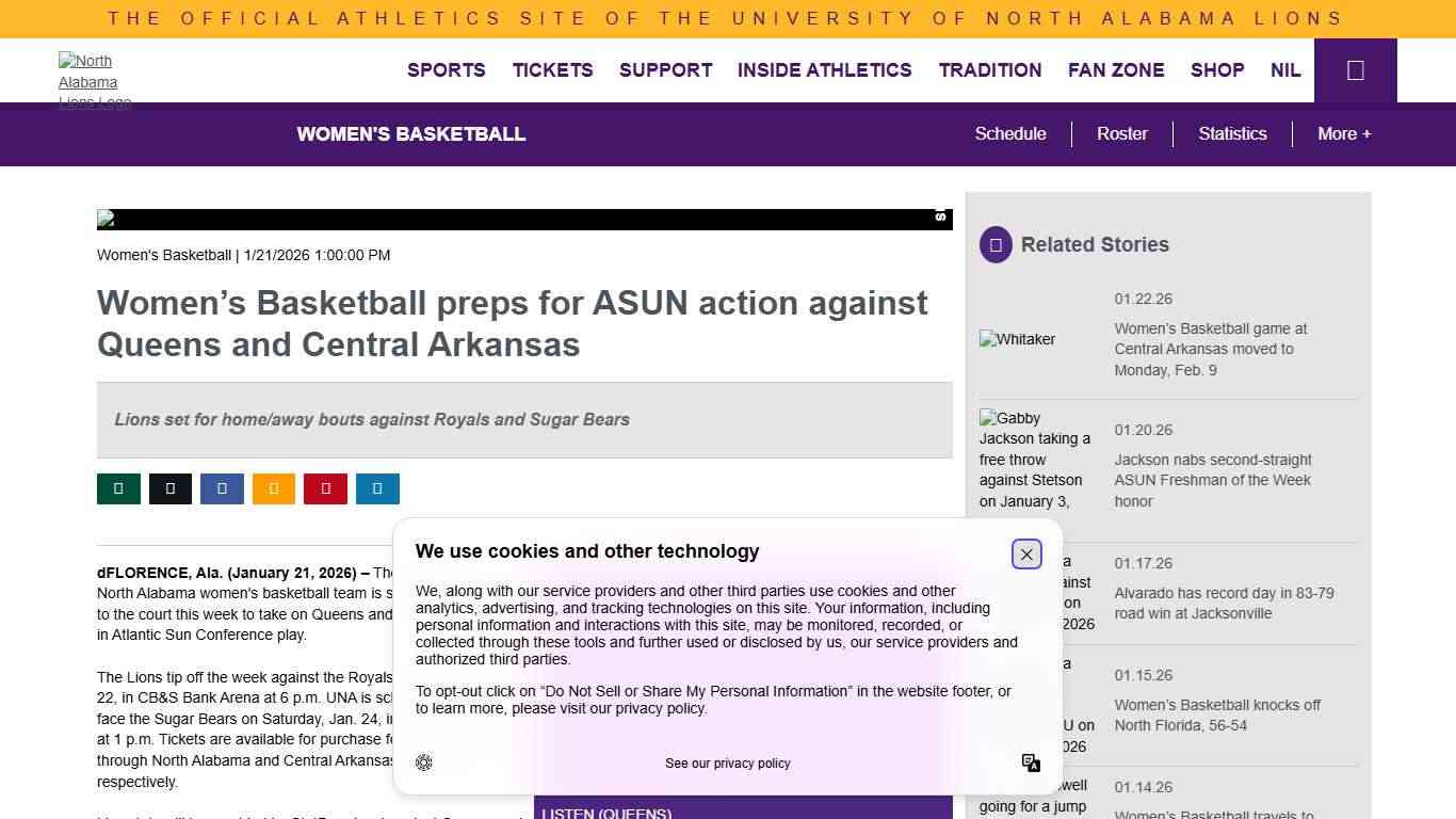 Women’s Basketball preps for ASUN action against Queens and Central Arkansas - University of North Alabama Athletics
